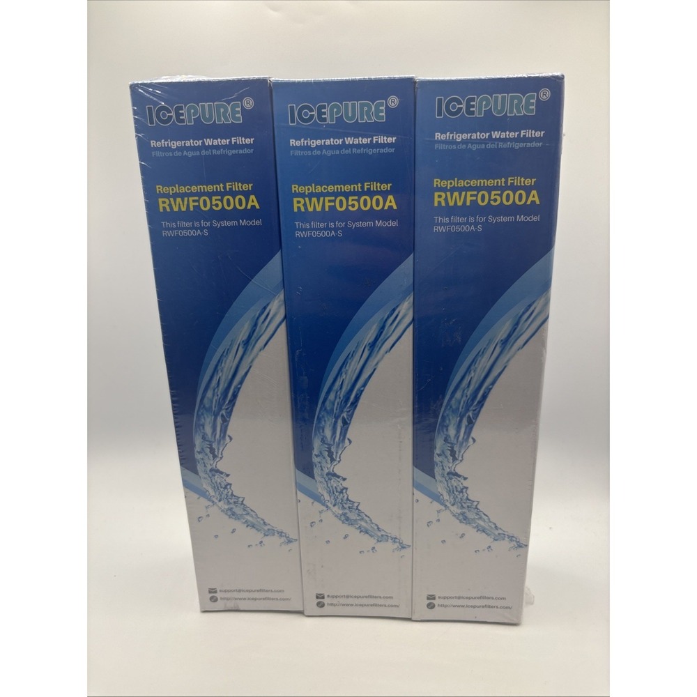 IcePure RWF0500A Water Filters 3 Pack White Replacement Filters New Sealed